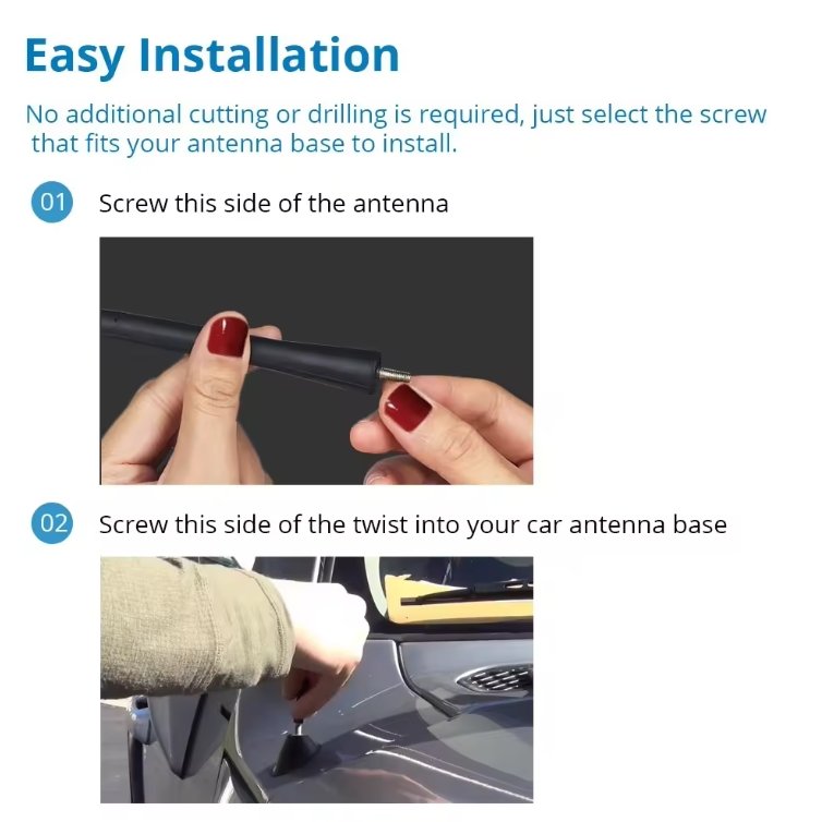 9/11/16 Inch Universal Mast Whip Car Roof Mast Whip Stereo Radio FM/AM Signal Aerial Amplified Antenna for VW Mazda Toyota